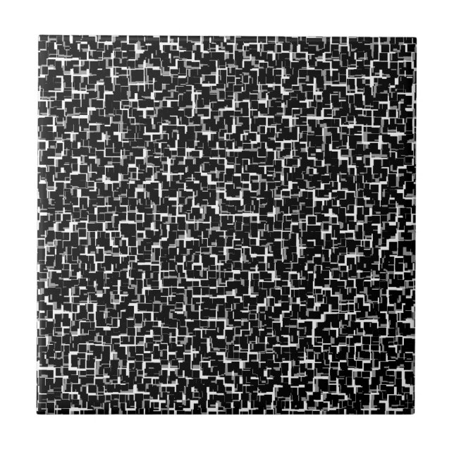Azulejo De Cerámica Patrón amarillo blanco negro Camo digital (Frente)