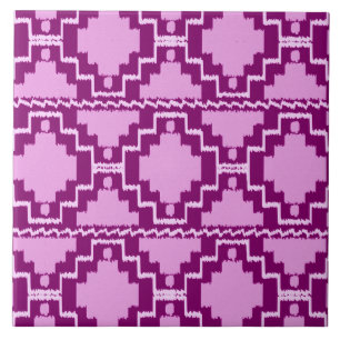 Azulejo De Cerámica Patrón Azteca Ikat - Ametista morado y violeta