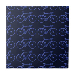 Azulejo De Cerámica Patrón azul de las bicicletas