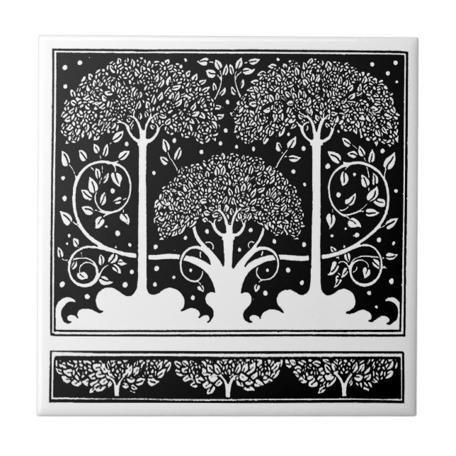 Azulejo De Cerámica Patrón Beardsley de árbol Art Nouveau (Frente)