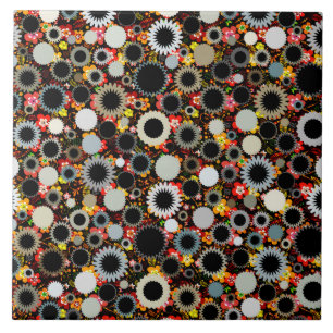 Azulejo De Cerámica Patrón colorido de sol floral lindo