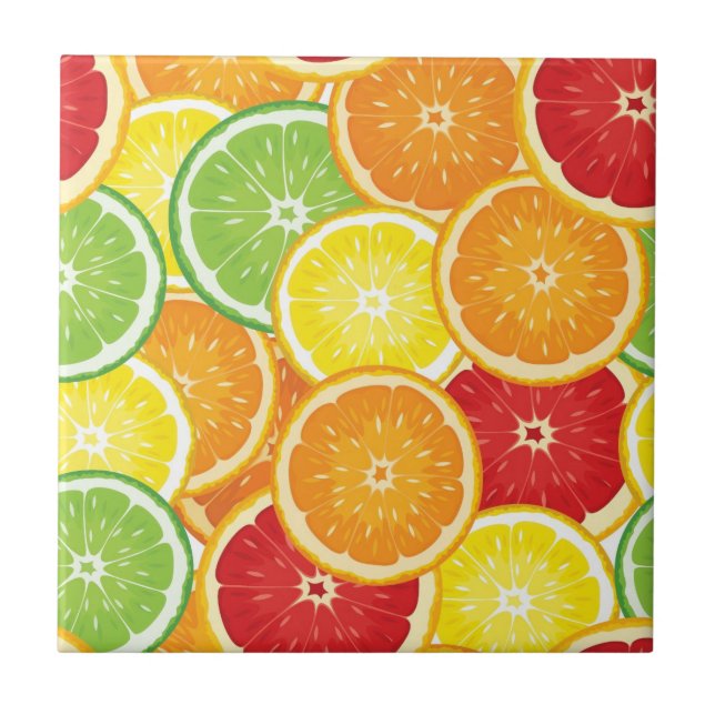 Azulejo De Cerámica Patrón con cítricos (Frente)