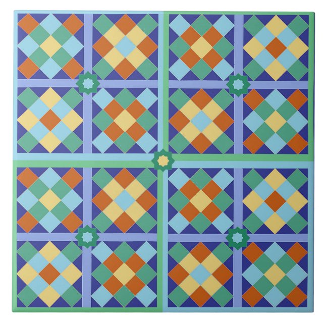 Azulejo De Cerámica Patrón cuadrado de mosaico marroquí (Frente)