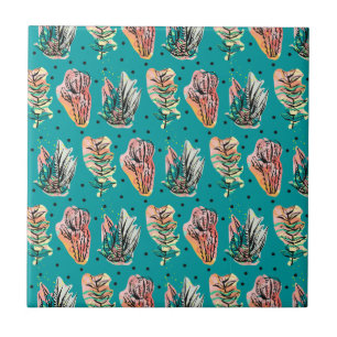 Azulejo De Cerámica Patrón de Cactus Gráficos Suculentos