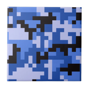 Azulejo De Cerámica patrón de camuflaje Blue Pixel Army