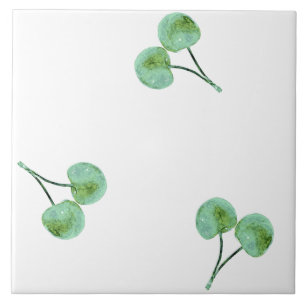 Azulejo De Cerámica Patrón de cerezas verdes