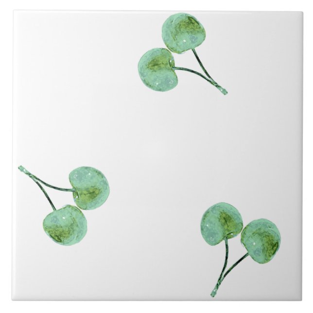 Azulejo De Cerámica Patrón de cerezas verdes (Frente)