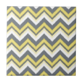 Azulejo De Cerámica Patrón de Chevron del ikat amarillo gris moderno