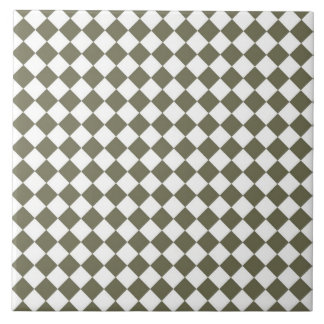 Azulejo De Cerámica Patrón de comprobación de diamantes verdes de Moss