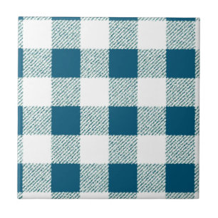 Azulejo De Cerámica Patrón de comprobación de Gingham verde azul