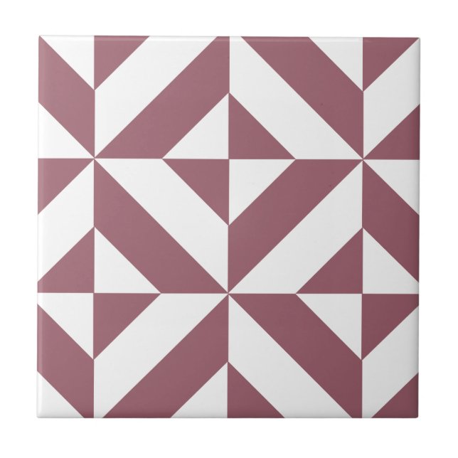 Azulejo De Cerámica Patrón de cubo de deducción geométrica de plum (Frente)