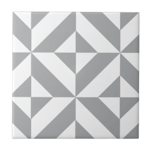 Azulejo De Cerámica Patrón de cubo geométrico y decenal gris cálido