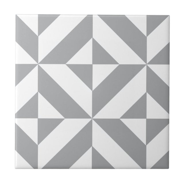 Azulejo De Cerámica Patrón de cubo geométrico y decenal gris cálido (Frente)