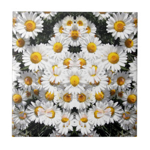 Azulejo De Cerámica Patrón de daisies Kaleidoscope