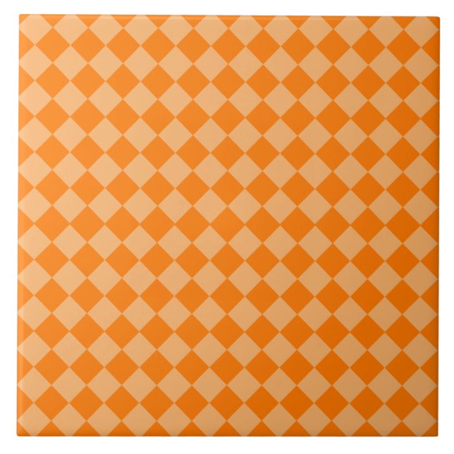 Azulejo De Cerámica Patrón de diamantes de combinación de naranjas de  (Frente)