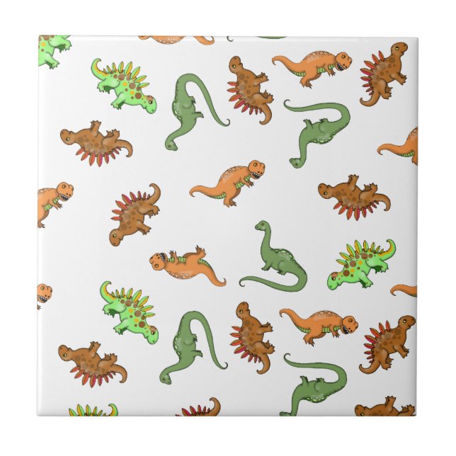 Azulejo De Cerámica Patrón de dinosaurio lindo (Frente)