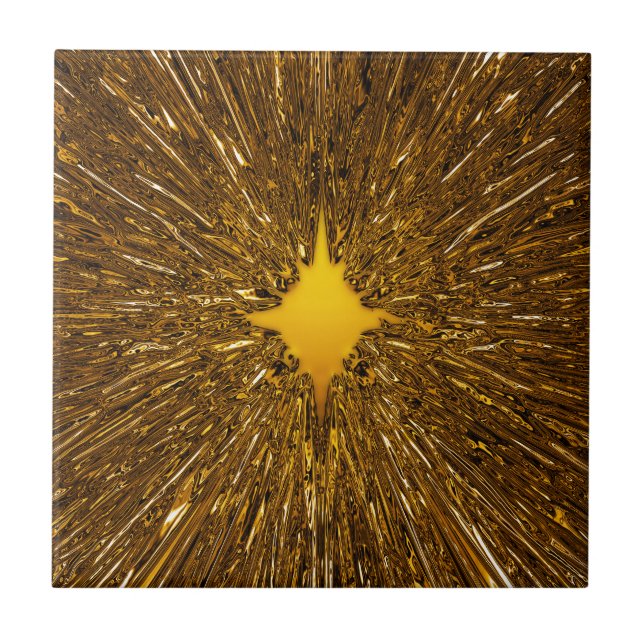 Azulejo De Cerámica Patrón de estrella de oro (Frente)