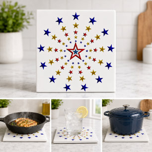 Azulejo De Cerámica Patrón de Estrellas Patrióticas