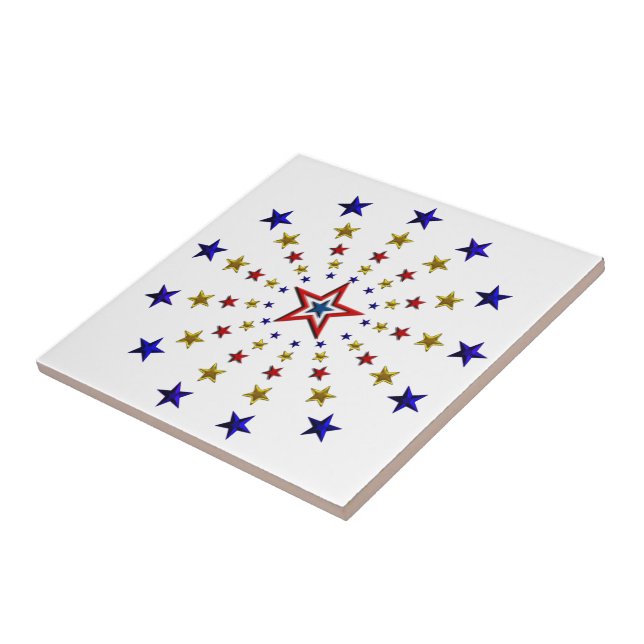 Azulejo De Cerámica Patrón de estrellas patrióticas (Lado)