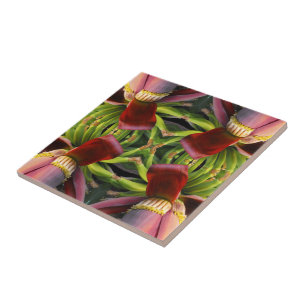 Azulejo De Cerámica Patrón de flores bananeras