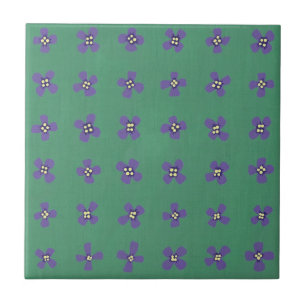 Azulejo De Cerámica Patrón de flores moradas de Brassica en Trivet de