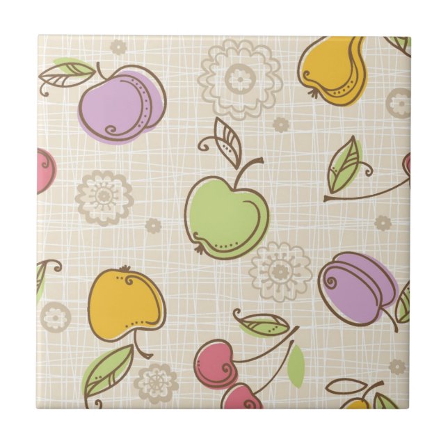 Azulejo De Cerámica Patrón de frutas (Frente)