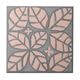 Azulejo de cerámica, patrón de hoja melocotón y gr