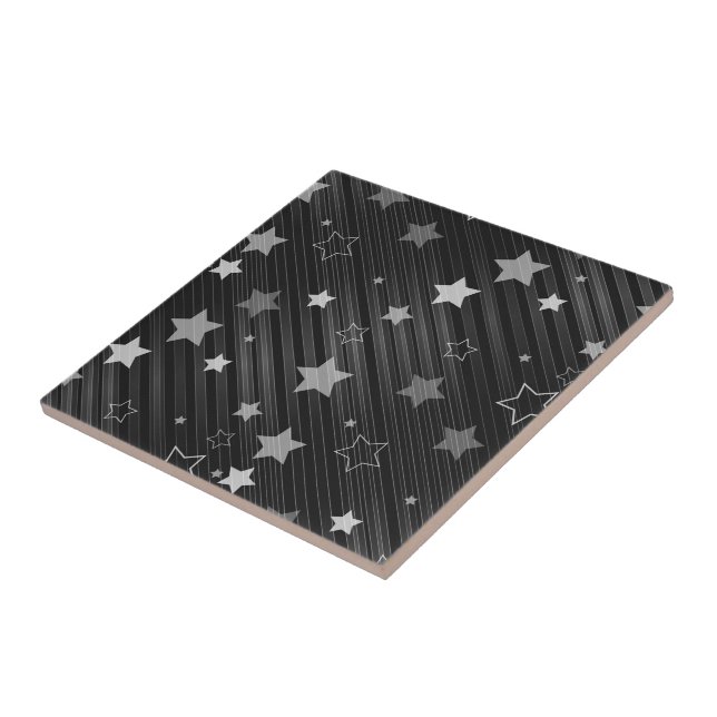 Azulejo De Cerámica Patrón de las estrellas negras (Lado)