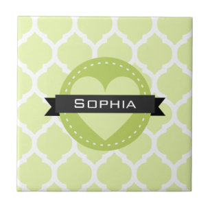 Azulejo De Cerámica Patrón de latencia marroquí verde sabio