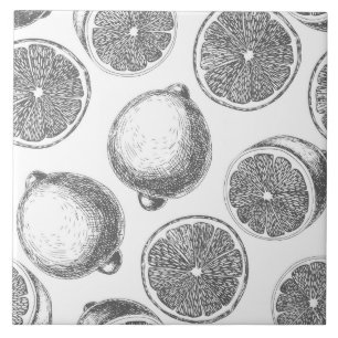 Azulejo De Cerámica Patrón de limón dibujado a mano