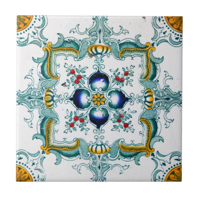 Azulejo De Cerámica Patrón de mosaico de estilo Art Nouveau Majolica (Frente)