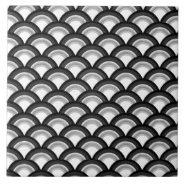 Azulejo De Cerámica Patrón de ondas Art Deco - blanco y negro