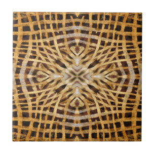 Azulejo De Cerámica Patrón de piel de caleidoscopio negro y amarillo