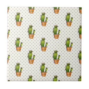 Azulejo De Cerámica Patrón de punto de polk cactus y éxito