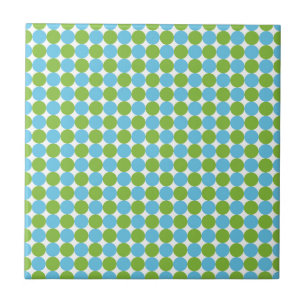 Azulejo De Cerámica Patrón de puntos de polka azul y verde