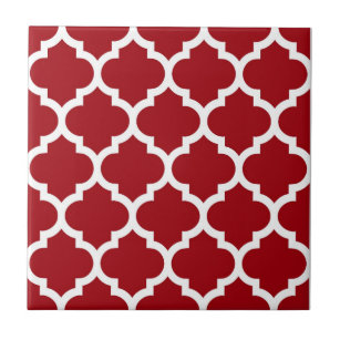 Azulejo De Cerámica Patrón de Quatrefol de Cranberry Red White Marruec