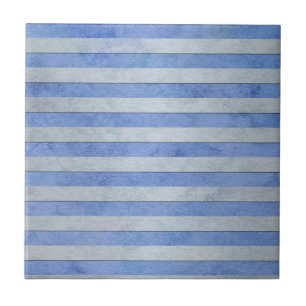 Azulejo De Cerámica Patrón de rayas de acuarela azul claro y gris