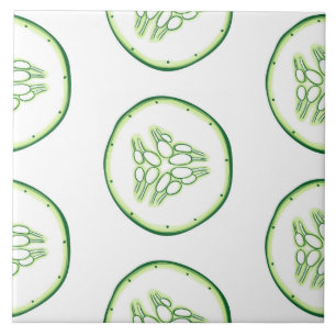 Azulejo De Cerámica Patrón de rodajas de pepino