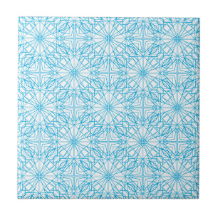Azulejo De Cerámica Patrón de simetría geométrica azul blanco luz bril