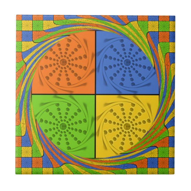 Azulejo De Cerámica Patrón de tejido conjunto sin soldadura egipcio (Frente)