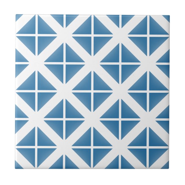 Azulejo De Cerámica Patrón de triángulo de moda azul (Frente)