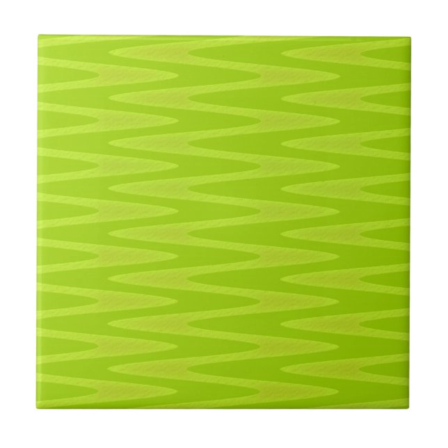 Azulejo De Cerámica Patrón de zigzag chartreuse verde brillante impact (Frente)