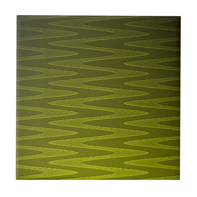 Azulejo De Cerámica Patrón de zigzag verde oliva limínido (Frente)
