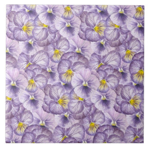 Azulejo De Cerámica Patrón floral acuarela con paneles violetas
