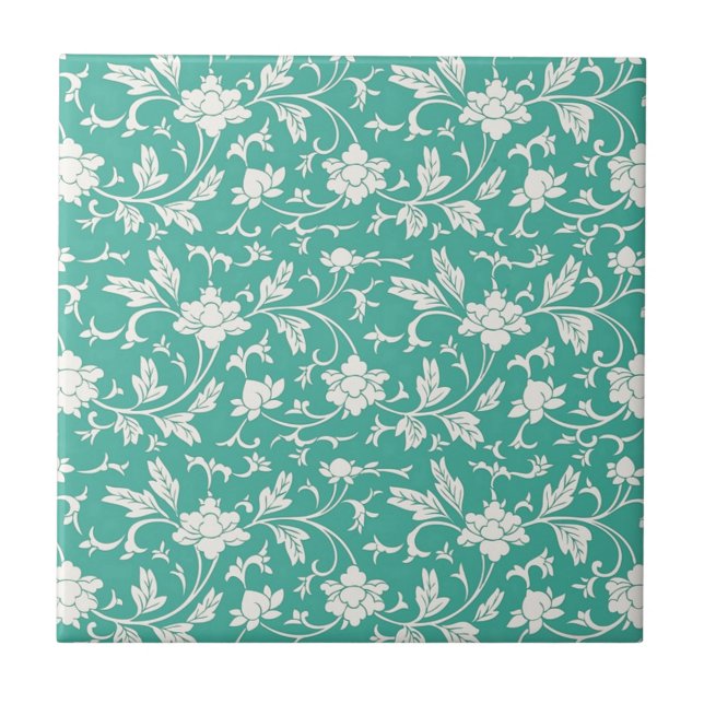 Azulejo De Cerámica Patrón floral de bonito (Frente)