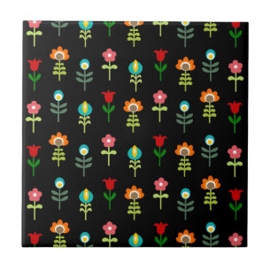 Azulejo De Cerámica Patrón floral popular retro