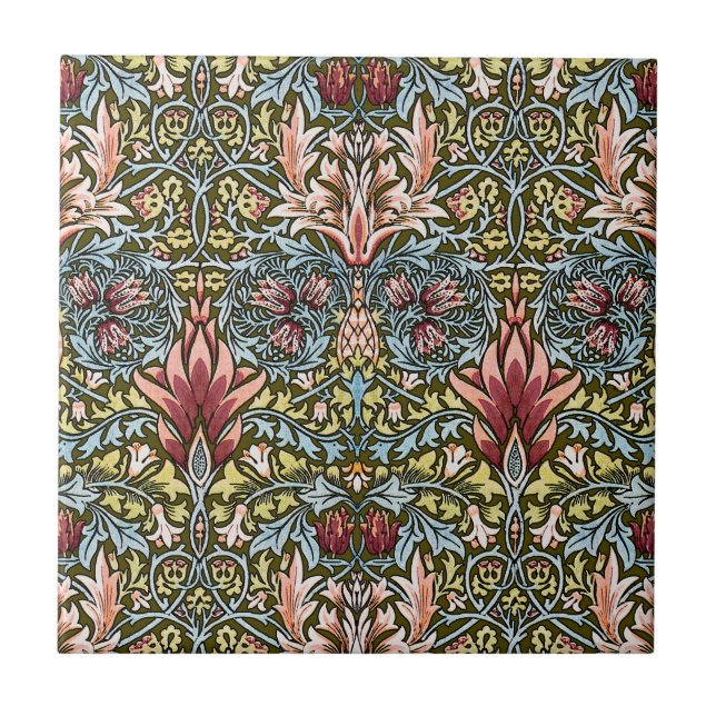 Azulejo De Cerámica Patrón floral William Morris Snakeshead (Frente)