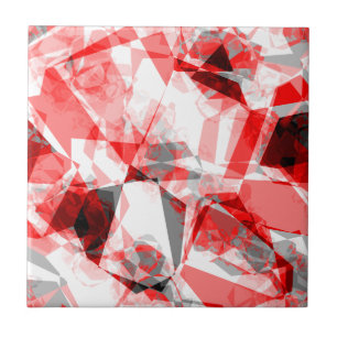 Azulejo De Cerámica Patrón Geométrico Abstracto Rojo y Gris