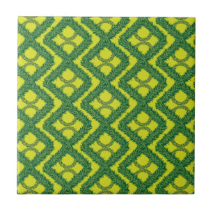 Azulejo De Cerámica Patrón geométrico Green Garland Squares de vacacio