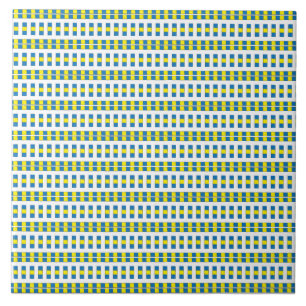 Azulejo De Cerámica Patrón geométrico tribal azul, amarillo y blanco